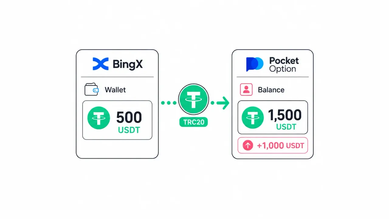 How to top up your Pocket Option deposit with cryptocurrency via BingX
